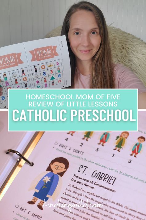 Little Lessons by All Saints Play - Catholic Preschool review. A complete year of preschool for young catholics. Catholic Preschool Activities, Catholic Homeschool, Homeschool Preschool Curriculum, Catholic Education, Catholic Family, Catholic Books, Teaching Toddlers, All Saints Day, Homeschool Printables