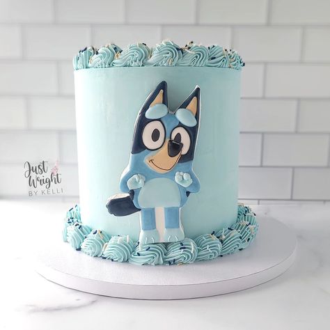 It's a Bluey Birthday! Sometimes, a simple cake with a character cookie is all you need to celebrate 🎉 . . . #blueybirthday #charactercookies #simplecakes #funfetti #birthdaycake #Merrimacknh #nhbakery #customcakes #southernnh #smallbusiness #localnhbusiness #Manchesternh #Bedfordnh #decoratedsugarcookies #bluecakes Bluey Cookie Cake, Bluey Smash Cake, Bluey Birthday Cakes, Bluey Cake Ideas, Bluey Birthday Cake, Bluey Party, Cake Kids, 4th Birthday Cakes, Bluey Birthday