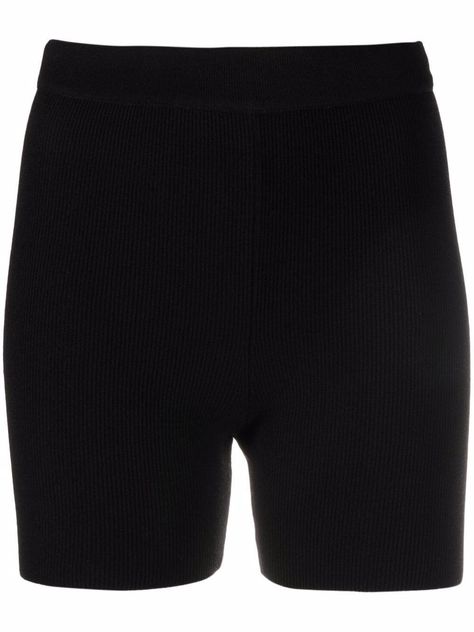 Jacquemus high-waisted ribbed cycling shorts Biker Shorts Black, Ribbed Biker Shorts, Short Biker, Wide Leg Jeans Cropped, Black Jumper, Ribbed Shorts, Orange Shorts, Leopard Print Blouse, Short Waist