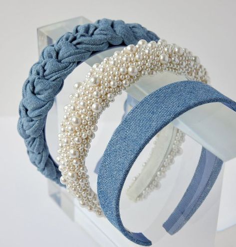 Denim And Pearls, Wedding Headbands, Luxury Headbands, Diy Hair Accessories Ribbon, Designer Headbands, Luxury Hair Accessories, Bow Barrette, Embellished Headbands, Hair Accessories Collection