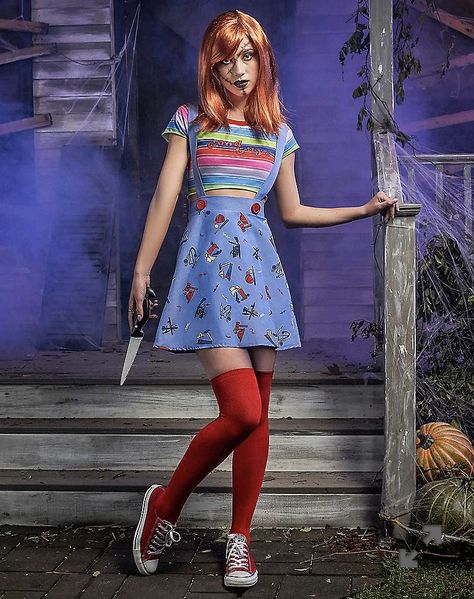 Chucky Dress, Chucky Costume For Kids, Bride Of Chucky Halloween, Chucky Outfit, Chucky Halloween Costume, Bride Of Chucky Costume, Home Halloween Costumes, Chucky Costume, Chucky Halloween