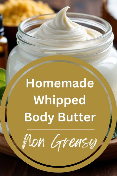 Homemade Whipped Body Butter Recipe Non Greasy Homemade Body Butter Non Greasy, Diy Whipped Coconut Oil Body Butter, Easy Whipped Body Butter Diy, Winter Body Butter Diy, Whipped Shea Body Butter Recipe, Diy Body Butter Without Shea Butter, Body Butter Recipe Whipped Non Greasy, Whipped Magnesium Body Butter, Non Greasy Whipped Body Butter