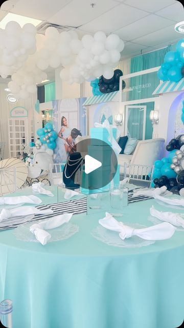 Chicago Event Decor: A-One on Instagram: "Tiffany & Co. baby shower! Our Tiffany & Co. baby shower is a popular one ever since we made this store!!! Be inspired ❤️.. 🥰🥰#tiffany&co #tiffanyandco #tiffanyandcobabyshowed #breakfastwithtiffany #babyshower #babyshowerideas #tiffanybluebridalshower #babyshowerdecorations #tiktok #tiktokviral #foryou #foryoupage #foryoupageofficiall #viralvideo #viraltiktok #viralvideo #floral #candles #elegantbabyshower" Tiffany Baby Shower Theme, Tiffany Blue Bridal Shower, Floral Candles, Elegant Baby Shower, Tiffany And Co, Be Inspired, One Design, Baby Shower Decorations, Tiffany & Co.