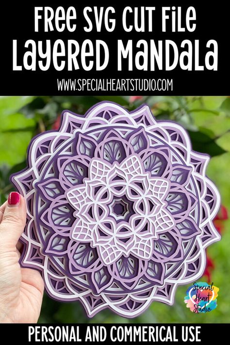 Layered Mandala Svg Free Cricut, 3d Layered Mandala Svg Free, Mandela Art Svg Free, Cricut Layered Cards, Mandala Svg Free Files, Mandala Cricut Projects, 3d Mandala Svg Free, Free Svg Mandala Files For Cricut, 3d Cardstock Projects Cricut