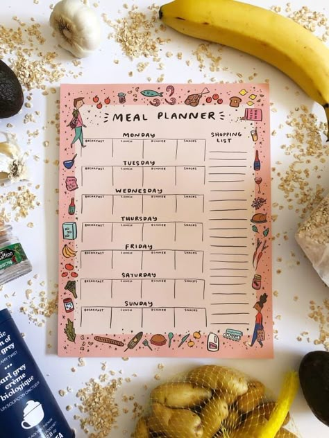 Weekly Notepad, Korean Stationery, Planner Sheets, Planner Notepad, Weekly Meal Planner, Planner Paper, Planner Design, Memo Pad, Meals For The Week