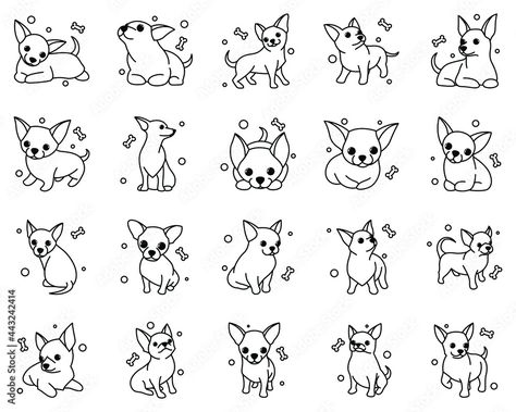 Mini Chihuahua Tattoo, Tiny Chihuahua Tattoo, Simple Chihuahua Tattoo, Cute Chihuahua Tattoos, Dog Tattoo Chihuahua, Chihuahua Tattoo Minimalist, Chihuahua Doodle, Dog Tattoo Ideas Chihuahua, Chihuahua Drawing Simple