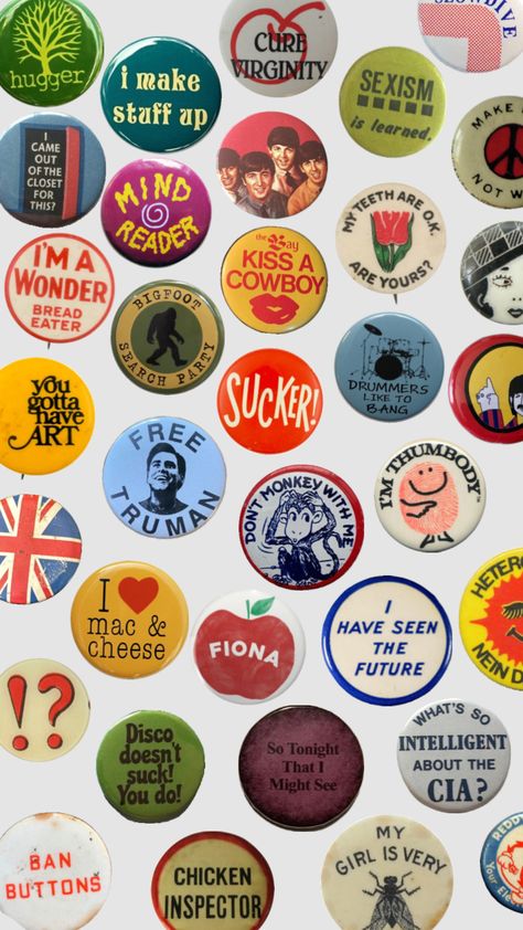 vintage buttons and badges #fyp Pin Button Design, Punk Fashion Diy, Vintage Scrapbook Paper, Badge Maker, Pin Template, Scrapbook Stickers Printable, Diy Buttons, Cool Pins, Vintage Scrapbook