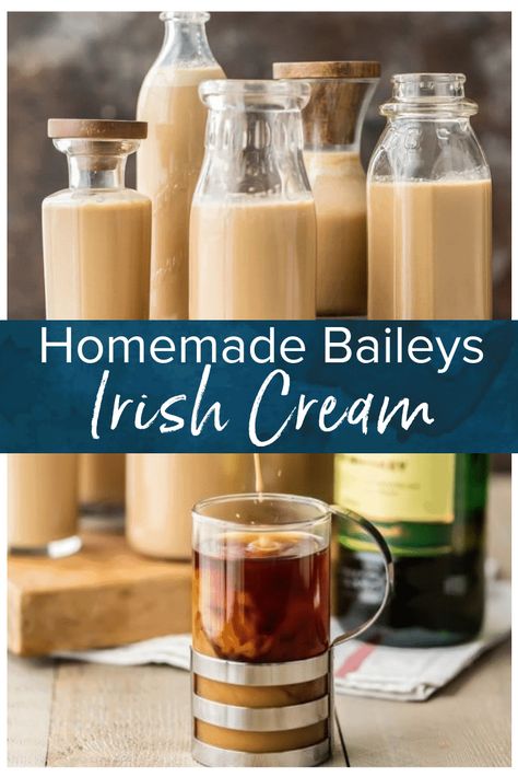 Baileys Recipes Drinks, Homemade Baileys Irish Cream, Homemade Liqueur Recipes, Baileys Irish Cream Recipes, Baileys Cocktails, Irish Cream Recipe, Homemade Baileys, Homemade Irish Cream, Irish Cream Coffee