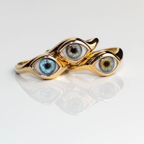 Gold Eye Jewelry, Eye Rings Jewelry, Evil Eye Rings, Eyes Jewelry, Eye Rings, Weird Jewelry, Jewels Rings, Evil Eye Ring, Golden Ring