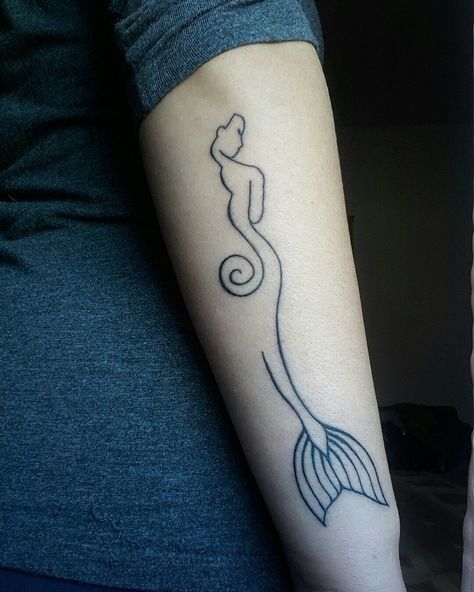 Simple mermaid tattoo Easy Mermaid Tattoo, Mermaid Tattoo Designs Simple, Mermaid Tattoo Minimal, Simple Mermaid Tattoo Ideas For Women, Tiny Mermaid Tattoo Simple, Simple Mermaid Tattoo, Minimal Mermaid Tattoo Simple, Small Mermaid Tattoo, Mermaid Outline