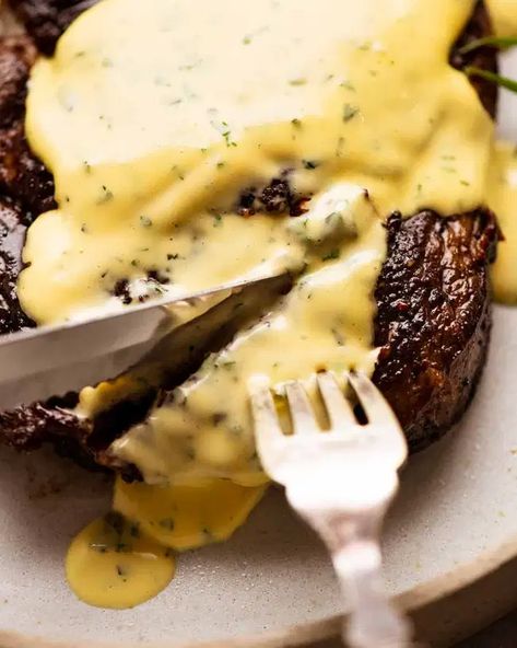 Béarnaise Sauce – world’s finest steak sauce | RecipeTin Eats Creamed Tuna, Best Steak Sauce, Sauce For Steak, Bernaise Sauce, Béarnaise Sauce, Tin Eats, Stick Blender, Kosher Cooking, Heart Simple