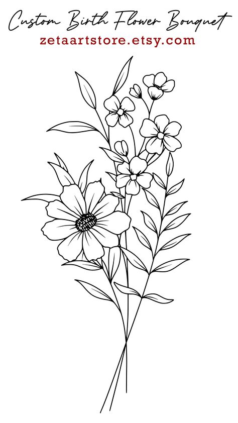 Larkspur And Cosmos Tattoo, Larkspur And Cosmos Flower Tattoo, Cosmos Flowers Tattoo, Month Flower Tattoo, Larkspur Tattoo, Cosmos Tattoo, Printable Drawings, Tattoo Design For Women, Birth Flower Tattoos