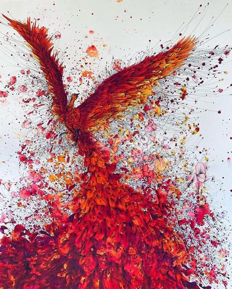 Watercolour Pheonix Painting, Fire Abstract Art, Phoenix Painting Acrylic, Fire Element Art, Fire And Water Art, Person On Fire, Fire Watercolor, Phoenix Watercolor, Watercolor And Ink Art