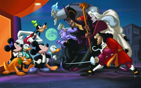 Disney. Good guys v bad guys. House Of Mouse, Wallpaper Disney, Disney Villains, Disney Characters, Disney