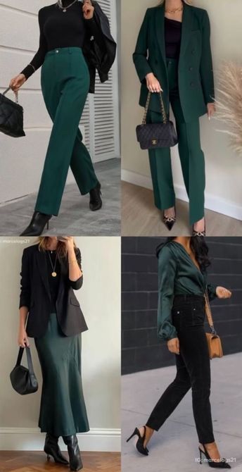 A professional tailored dress for the office Green Pant Work Outfit, Color Combos Outfit, Business Outfits Women, Work Fits, Casual Day Outfits, Classy Work Outfits, Stylish Work Outfits, Office Outfit, Influencers Fashion