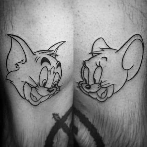 40 Tom And Jerry Tattoo Designs For Men - Cartoon Ink Ideas Tom And Jerry Tattoo Ideas, Tom And Jerry Tattoo, Professional Tattoo Kits, Jerry Tattoo, Tom Und Jerry, Literary Tattoos, Couples Tattoo Designs, Triangle Tattoos, Nautical Tattoo