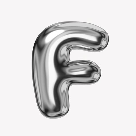 F alphabet, 3D chrome metallic balloon design | premium image by rawpixel.com / Sakarin Sukmanatham Heavy Metal Font, Black Metal Font, Silver Typography, K Alphabet, Silver Letter Balloons, C Alphabet, F Alphabet, Alphabet 3d, Smart Fridge