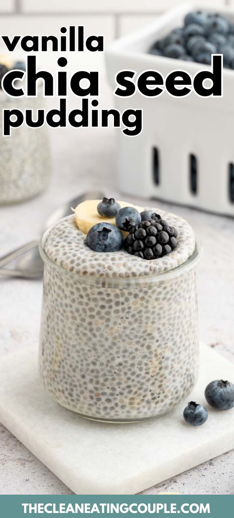 An Easy Chia Pudding Recipe you can prep in under 5 minutes and sets overnight. This healthy chia pudding is made with only 4 ingredients and sweetened with maple syrup. Creamy and delicious! Easy Chia Pudding, Healthy Chia Pudding, Easy Chia Seed Pudding, Vanilla Chia Seed Pudding, Chia Pudding Recipes Healthy, Healthy Pudding, Chia Pudding Recipe, Chia Recipe, Healthy Food Habits