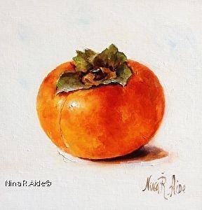 Persimmon by Nina R. Aide Oil ~ 6" x 6" Still Life Fine Art, Painting Fruit, Fruit Still Life, Oil Painting For Beginners, Edouard Vuillard, Oil Painting Nature, Oil Painting Inspiration, Oil Painting Tutorial, Joan Mitchell