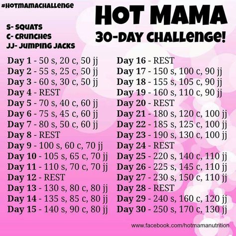 Hot mama 30 day challenge. Jumping jacks, squats, and crunches oh my! Jumping Jacks Challenge 30 Day, April Workout Challenge, 1 Month Jump Rope Challenge, 30 Day Jumping Jack Challenge, 50 Jumping Jacks Workout, Jumping Jacks Challenge, Jumping Jack Challenge, Workout Smoothie Recipes, Crunches Workout