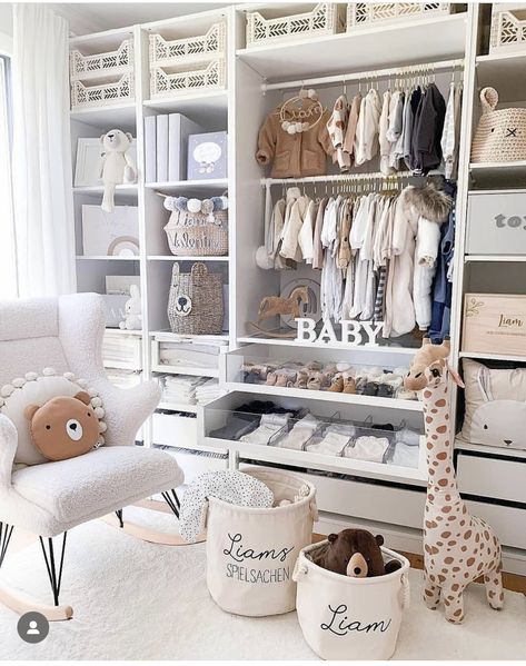 Baby Room Closet, Cozy Baby Room, Doll Nursery, Baby Nursery Inspiration, Baby Room Organization, School Store, Baby Room Themes, Nursery Closet, Baby Boy Room Decor