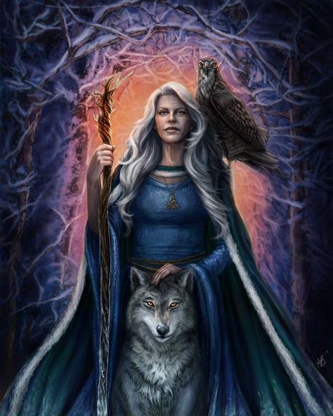 Celtic Deities, The Crone, Maiden Mother Crone, Fantasy Magic, Comic Drawing, Dungeons And Dragons Characters, Wise Women, Winter Solstice, Art Book