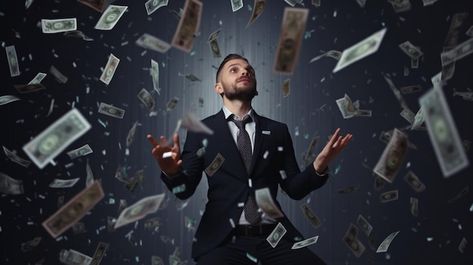 Man With Money, Money Flying, Drawing Emotions, Money Falling, Photo Money, Money Rain, Thinking Pose, Raining Money, Virtual Assistant Jobs