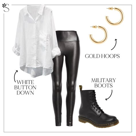 16 Faux Leather Leggings Outfit Ideas For Any Occasion | Swift Wellness Leather Look Leggings Outfit Casual, Mid Size Leather Leggings Outfit, Looks With Leather Leggings, Leather Leggings Outfit Night Out, How To Style Black Faux Leather Leggings, Leather Look Leggings Outfit Night, Black Leather Leggings Outfit Casual Sneakers, Faux Leather Tights Outfit, Leather Leggings 2023