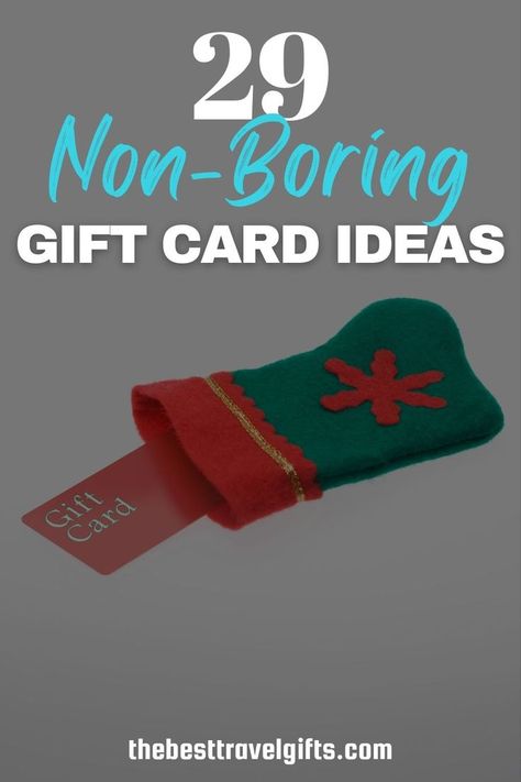 29 Non-boring gift card ideas with a photo of a Christmas stocking with a gift card Gifting A Gift Card Ideas, Chick Fil A Gift Card Ideas Christmas, Gift Card Giving Ideas For Christmas, Giving Gift Cards Creative Christmas, Gift Card Arrangement Ideas, Cute Christmas Gift Card Ideas, How To Make Gift Cards Fun, Fun Way To Give A Gift Card, How To Give Gift Cards For Christmas