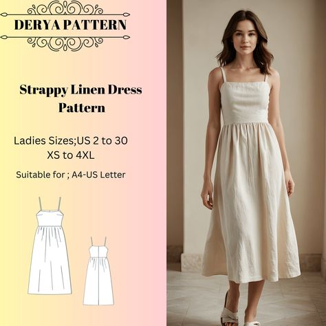 Strappy Linen Dress Pattern,Linen Summer Dress  Pattern,Spring Dress Pattern,Women Dress Pattern , A0 A4 US Letter-US 2 to 30 Linen Summer Dress Pattern, Sun Dress Sewing Pattern, Beginner Dress Pattern Free, Diy Linen Dress, Spring Dress Pattern, Beginner Dress Pattern, Summer Dress Pattern, Linen Dress Pattern, Summer Dress Sewing Patterns