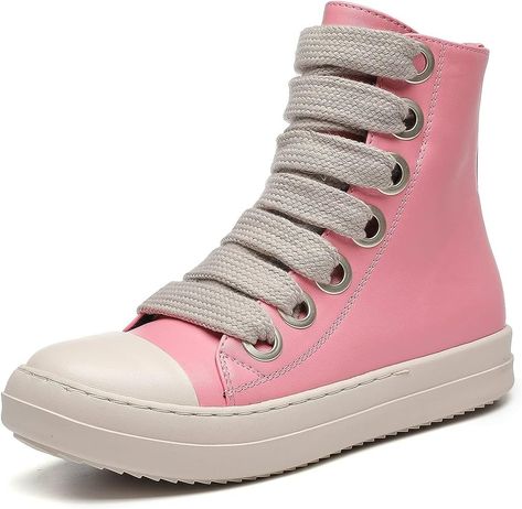 MOFEEDOUKA Womens High Top Sneakers Thick Shoe Laces PU Leather Comfort Platform Walking Shoes wi... | Amazon (US)