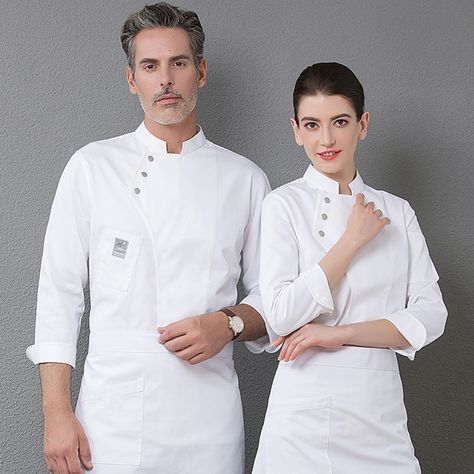 Chef Jackets Women, Chef Outfit, Cafe Uniform, Restaurant Uniforms, Hotel Uniform, Chef Jackets, Western Restaurant, Cafe Kitchen, Chef Wear