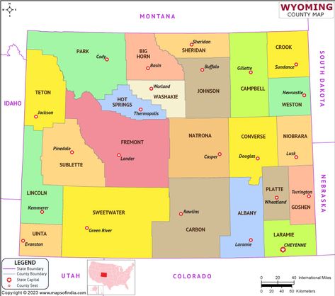 Wyoming Map | Map of Wyoming (WY) State With County Wyoming Aesthetic, Kemmerer Wyoming, Wyoming Map, Wyoming County, Laramie Wyoming, Idaho Springs, Cowboy Stuff, County Map, Travel Pack