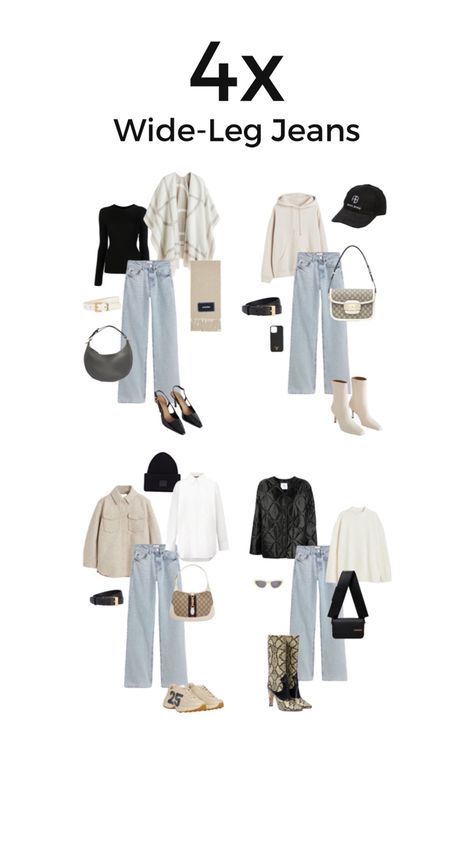 Winter Fashion Outfits Wide Leg Jeans, How To Wear Wide Leg Jeans Winter, Widelegjeans Outfit Winter, Wide Leg Jeans Outfit Winter Casual, Basic Jeans Outfit, Wearing Vs Styling, Outfits Wide Leg Jeans, Wide Leg Jeans Outfit Casual, Wide Leg Denim Outfit