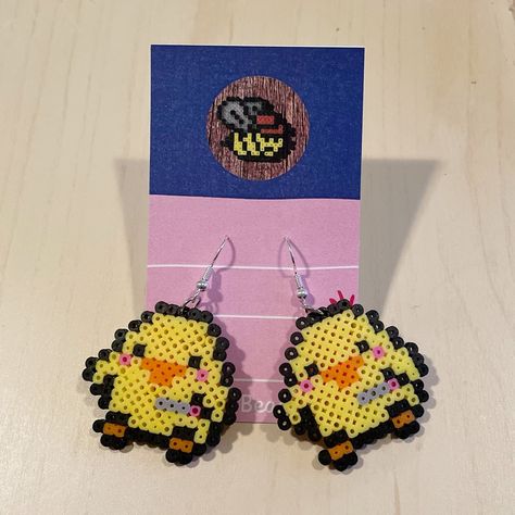 Super Lightweight Earrings Made From Mini Perler Beads And Stainless Steel Fish Hooks. I Also Make Custom Pieces, Just Ask! Thanks For Stopping By! Perler Beads Art Pattern, Cute Mini Perler Bead Ideas, Hocus Pocus Perler Beads, Peeler Bead Earring Ideas, Miraculous Perler Beads, Jellyfish Perler Bead Patterns, Funny Perler Beads, Coraline Perler Beads, Duck Perler Beads