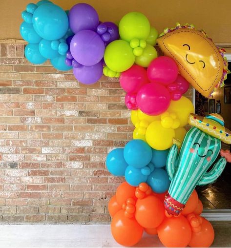 Taco Party Balloon Garland, Fiesta Themed Balloon Garland, Fiesta Theme Balloon Decor, Three Esta Outfit, Three Esta Balloon Arch, Llama Balloon Garland, Fiesta Balloon Arch Backdrop, Mexican Party Balloon Arch, Taco Balloon Garland