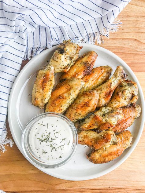 Dill Pickle Chicken Wings | Crispy Baked Chicken Wings | Life's Ambrosia Dill Pickle Chicken Wings, Easy Baked Chicken Wings, Dill Pickle Chicken, Pickle Chicken, Pickle Brine, Pickle Soup, Popcorn Chicken Recipe, Crispy Baked Chicken Wings, Favorite Recipes Chicken