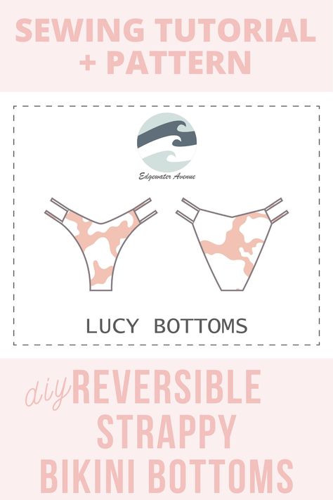 Learn to sew the Lucy Bottoms, which are strappy, reversible, and super cute! First, follow along with our video tutorial. Then, download the PDF pattern for the Lucy Bottoms to make your own! Making Swimwear, Swimwear Sewing, Diy Swimwear, Swimwear Sewing Patterns, Swimsuit Pattern Sewing, Sewing Swimwear, Swimwear Pattern, Diy Clothes Design, Swimsuit Pattern