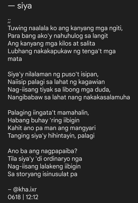 Tagalog poem, poetry, tula Tagalog Quotes For Crush, Tula For Filipino, Filipino Tula Love, Spoken Poetry Tagalog About Crush, Message For Crush Tagalog, Tagalog Poetry About Love, Mga Tula Tagalog, Spoken Word Poetry About Love, Tagalog Poems For Him