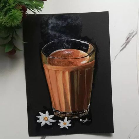 Chaii ✨ Acrylic painting on a5 black sheet . Follow for more @artgirlpd 🍭 . . . . . Subscribe to my YouTube channel link in bio sweeties 🍓 . . #art #drawing #chai #chailover #acrylicpainting #aesthetic #ａｅｓｔｈｅｔｉｃ #acrylicpaint #painting #chailovers #tea #artoftheday Tea Acrylic Painting, Tea Drawing Aesthetic, Chai Drawings, Chai Painting, Watercolor Architecture, Subscribe To My Youtube Channel, Chalk Pastels, Aesthetic Painting, Beautiful Flowers Pictures