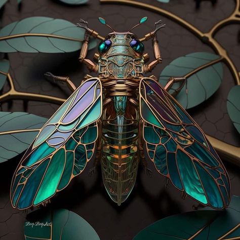 Fantasy Bug Art, Insect Wings Art, Beetle Fantasy Art, Steampunk Beetle, Steampunk Insects, Happy Lady, Mechanical Animals, Bug Art, Dragonfly Art