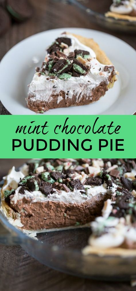 Chocolate Mint Pie, Mint Chocolate Pudding, Mint Pie, Pie Contest, Pudding Pie Recipes, Chocolate Pudding Pie, Baking Store, Mint Desserts, Christmas Pudding Recipes