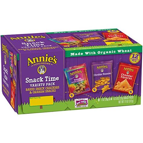 Annie's Homegrown Snack Pack - Variety Pack - 1 Ounces - 12 Count Annies Snacks, Organic Kids Snacks, Snack Boxes Healthy, Store Bought Snack, Snack Basket, Annies Homegrown, Healthy Homemade Snacks, Quick Healthy Snacks, Snack Pack