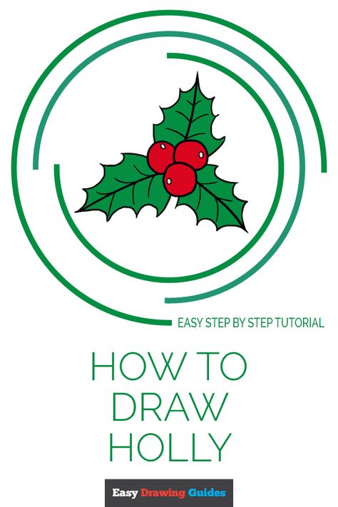 Learn How to Draw Holly: Easy Step-by-Step Drawing Tutorial for Kids and Beginners. See the full tutorial at https://easydrawingguides.com/how-to-draw-holly/. How To Draw Holly, How To Draw Holly Easy, Holly Drawing Simple, Holly Doodle, Holly Leaves And Berries Drawing, Christmas Drawing Ideas, Xmas Drawing, Christmas Doodle, 2022 Planner