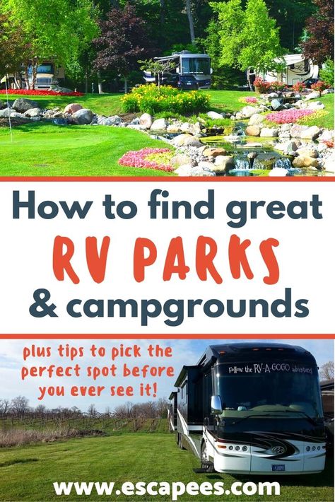 campgrounds tend to be more rustic with less amenities and smaller campsites and may not fit big-rigs.  Y Rv Living With Kids, Campground Ideas, Rv Camping Checklist, Rv Campsite, Full Time Rv Living, Rv Camping Tips, Rv Parks And Campgrounds, Rv Campgrounds, Rv Homes