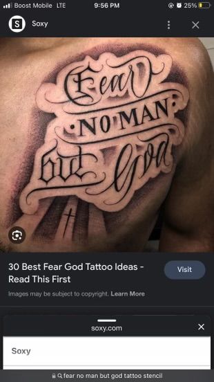 Fear No One But God Tattoo, Fear No Man But God Tattoo, But God Tattoo, No Fear Tattoo, Jesus Tattoo Sleeve, Fear Tattoo, God Tattoo, Fear No Man, God Tattoos