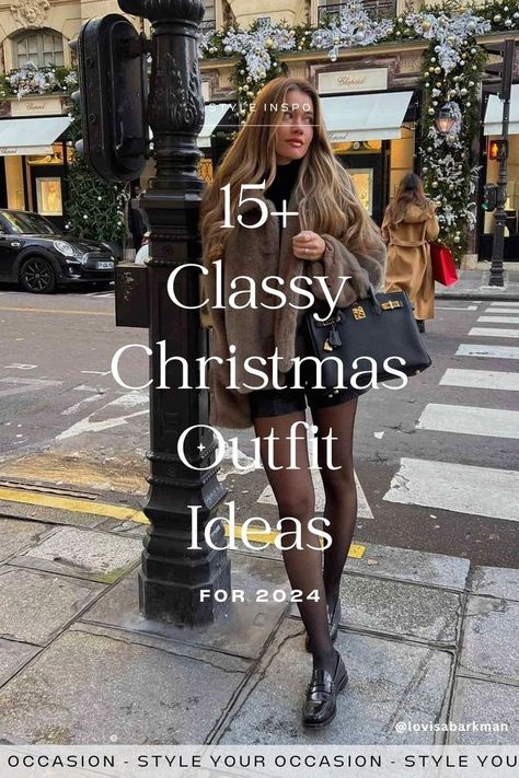 15+ Cute Christmas Outfit Ideas for 2024. Looking for cute Christmas outfit ideas and inspo? We’re here to share 15+ women’s Christmas outfits! Whether it’s for a Christmas party, Christmas dinner, or a casual holiday event, we have dressy, casual, classy, and sparkly outfit options. Click through for the best winter fashion ideas for women! Christmas Card Outfits For Women, Christmas Inspired Outfits Casual, Christmas 2025 Outfit, Work Christmas Party Outfit Classy Chic, Trendy Holiday Outfits 2024, Monochromatic Holiday Outfit, Holiday Tea Party Outfit, Parisian Holiday Outfit, Old Money Christmas Outfits Women