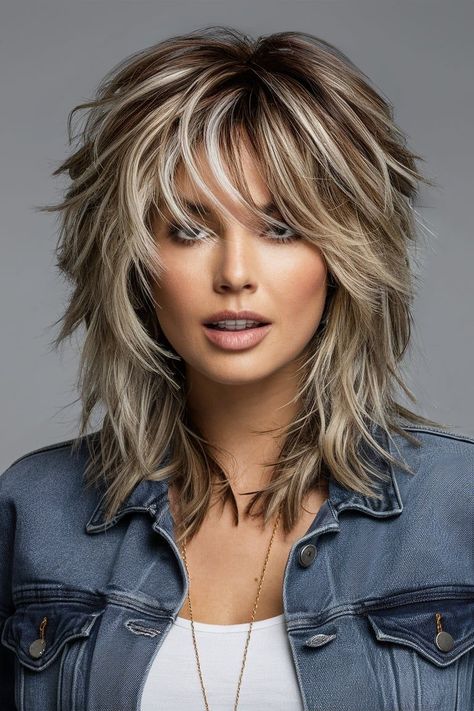 Layered Hairstyles For Curly Hair, Haircut How To, How To Do A Wolf Cut, Edgy Shag Haircut, Rocker Hair, Long Shag Haircut, Haircuts For Medium Length Hair, Shaggy Short Hair, Layered Haircuts For Medium Hair