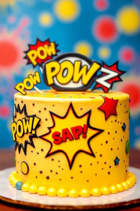 A delightful Comic Book Superhero Cake is featured in this pin, showcasing creative cake drawing ideas. Perfect for birthday parties or fun celebrations, these designs will inspire your own baking creations. Chocolate Comic Cake, Comic Book Cake Ideas, Comic Book Cake, Fun Cake Designs, Cake Drawings, Fun Cake Ideas, Themed Cake Ideas, Creative Cake Designs, Creative Cake Ideas