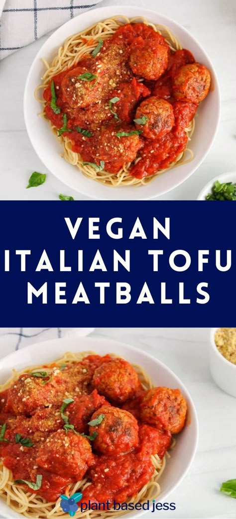 These vegan tofu meatballs are easy to make, high in protein and packed with amazing flavor. They are just as good as traditional meatballs, but made completely plant-based! Perfect over pasta with tomato sauce or for making meatball sub sandwiches. The ultimate comfort food dinner recipe! Italian Tofu, Tofu Meatballs, Classic Meatballs, Veggie Society, Pasta With Tomato Sauce, Vegan Seitan, Vegan Italian Recipes, Vegetarian Meatballs, Meatball Sub